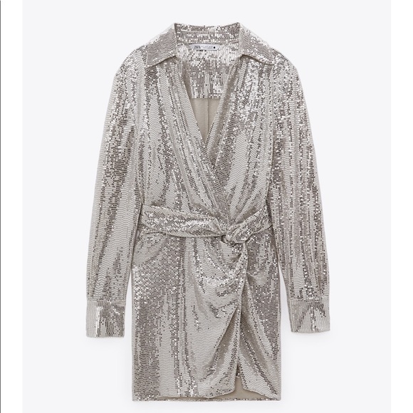 Zara NWT SPARKLY KNOTTED DRESS - Picture 5 of 5